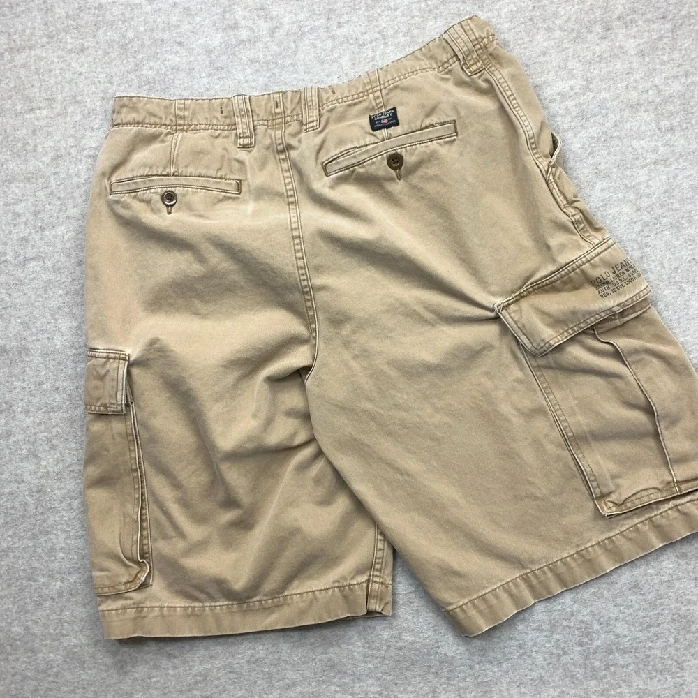 Vintage Polo Jeans Co Ralph Lauren Shorts 36 Khaki Cargo Baggy Y2K Grunge Skater